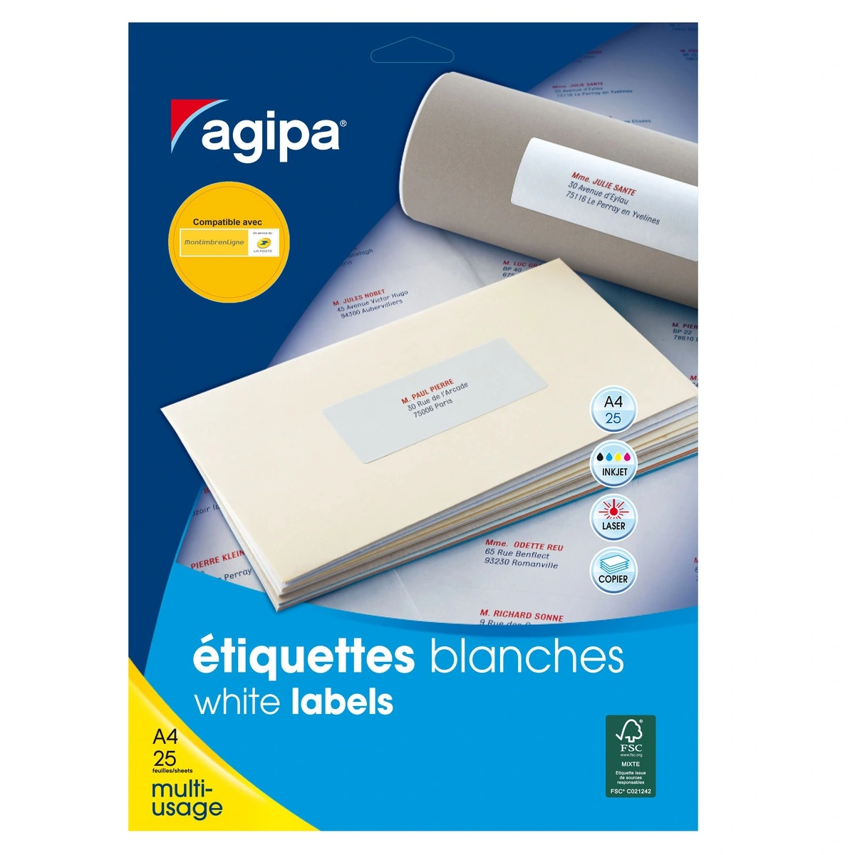 Étiquettes adhésives permanentes pour timbres - Étiquettes adhésives neutres