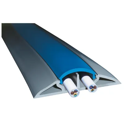 Protecteur de câbles à clip 3m avec 2 passages 12 x 12 mm - Protège câbles - Passe cable sol - Bleu - Prises, Rallonges et Organisateurs de câbles