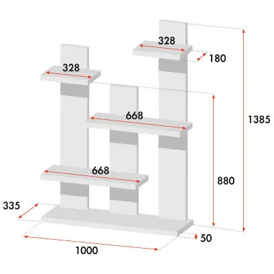 Étagère 5 niveaux blanc mat 100 x 33,5 x 143 cm - Étagère magasin - Étagères magasins, Présentoirs bois-3