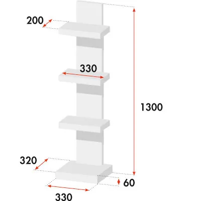 Étagère 4 niveaux blanc mat 33 x 32 x 130 cm - Étagère magasin - Étagères magasins, Présentoirs bois-3