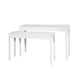 Table gigogne blanche 70/90 x 24/34 x 65/77 cm bois MDF - Table de présentation blanche - Lot de 2 - Tables de présentation, Sellettes