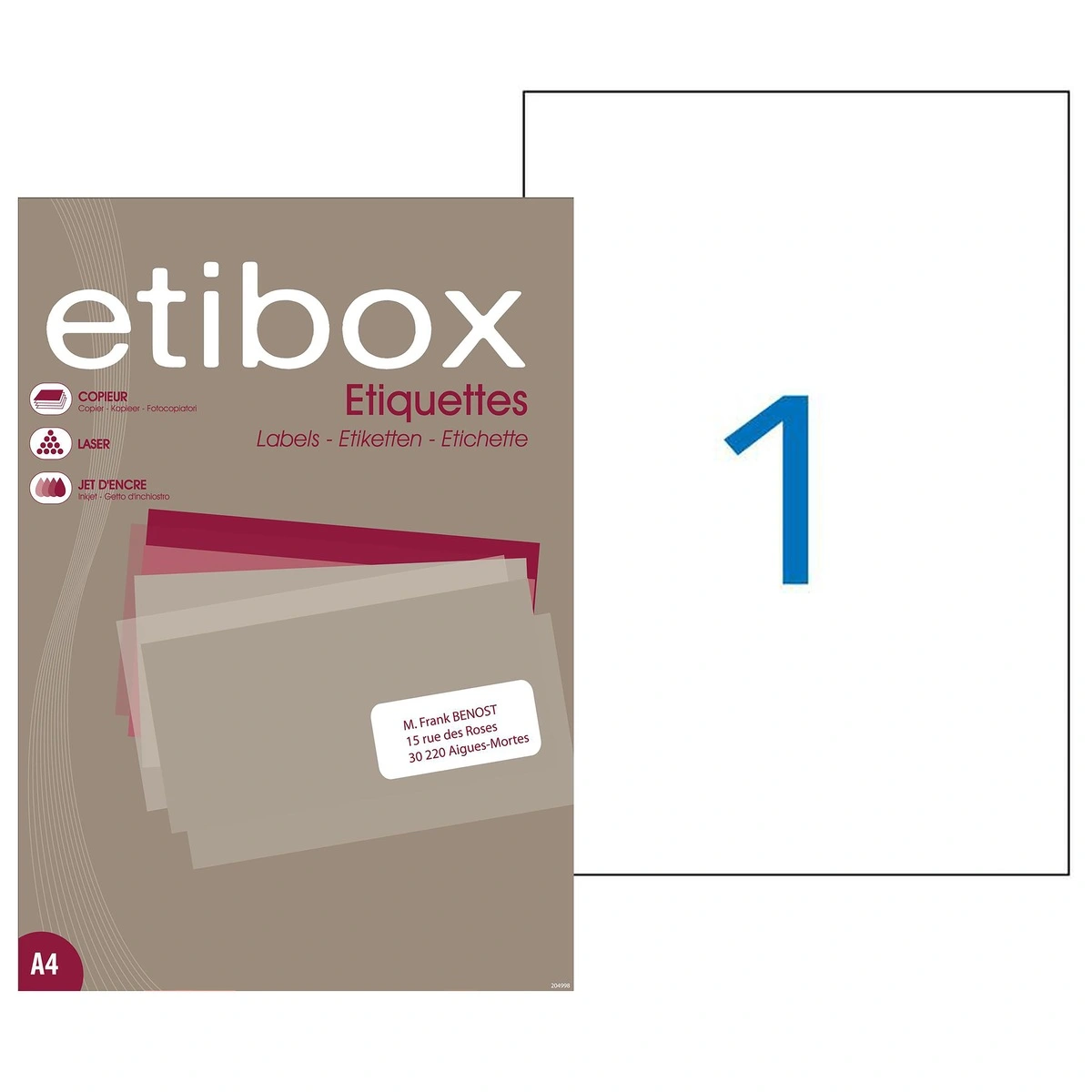 100 Étiquettes adhésives blanches multi-usages 210 x 297 mm Etibox - Étiquettes adhésives neutres-2
