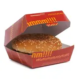 Boîte burger 14,5 x 14,5 x 8 cm carton - Boîte à hamburger - Rouge - Lot de 50 - Emballage snacking