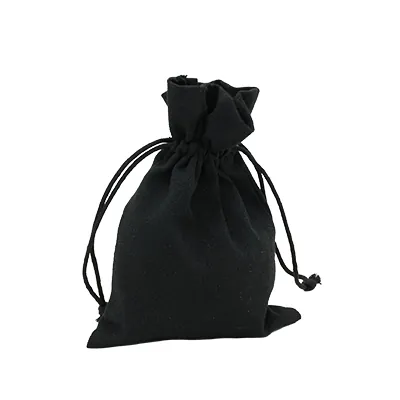 Sachet coton noir 12 x 17 cm avec cordon de serrage - Paquet de 10 - Sachets coton, Sachets lin-2