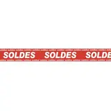 Banderole SOLDES 15 cm x 10 m rouge/rouge - Affichage Soldes - Banderoles Soldes et Destockage