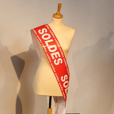 Banderole SOLDES 15 cm x 10 m rouge/rouge - Affichage Soldes - Banderoles Soldes et Destockage-2