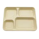 Plateau repas à emporter 4 compartiments 1400 ml fibre végétale 28 x 21 x 4 cm - Lot de 25 - Boîtes repas jetables, Plateaux compartimentés