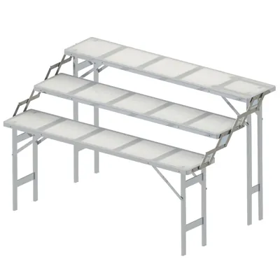 Table escalier - Table aluminium pliante en escalier pour fruits et légumes 3 étages L 150 cm - Tables de marché, étals de marché