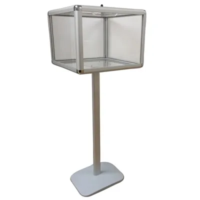 Urne transparente sur pied plexi avec serrure 40 x 40 x 30 cm – Urne élections - Urnes