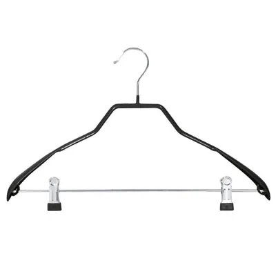 Cintre antidérapant avec pinces antiglisse et barre métal 44 cm - Cintre costume - Lot de 20 - Cintres à pinces