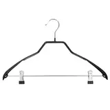 Cintre antidérapant avec pinces antiglisse et barre métal 44 cm - Cintre costume - Lot de 20 - Cintres métal