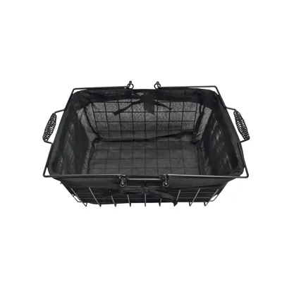 Panier métal rectangulaire noir tissu noir avec 2 anses 35 x 25,6 x 15 cm - Paniers à garnir