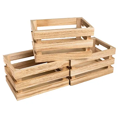 Cagette bois naturel 22 x 15,5 x 12 cm - Caisse de présentation en bois - Lot de 3 - Barquettes bois, Cagettes bois, Paniers bois