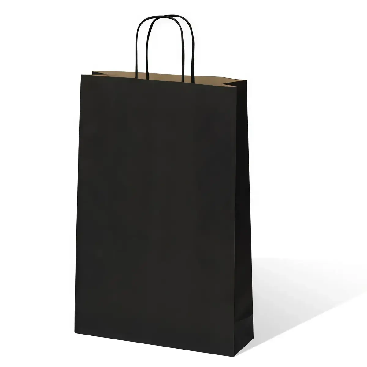 Sac bouteille kraft noir vergé 26 + 8 x 39 cm 110 g/m² – Sac cadeau bouteille – 3 bouteilles - Paquet de 25 - Sacs bouteilles