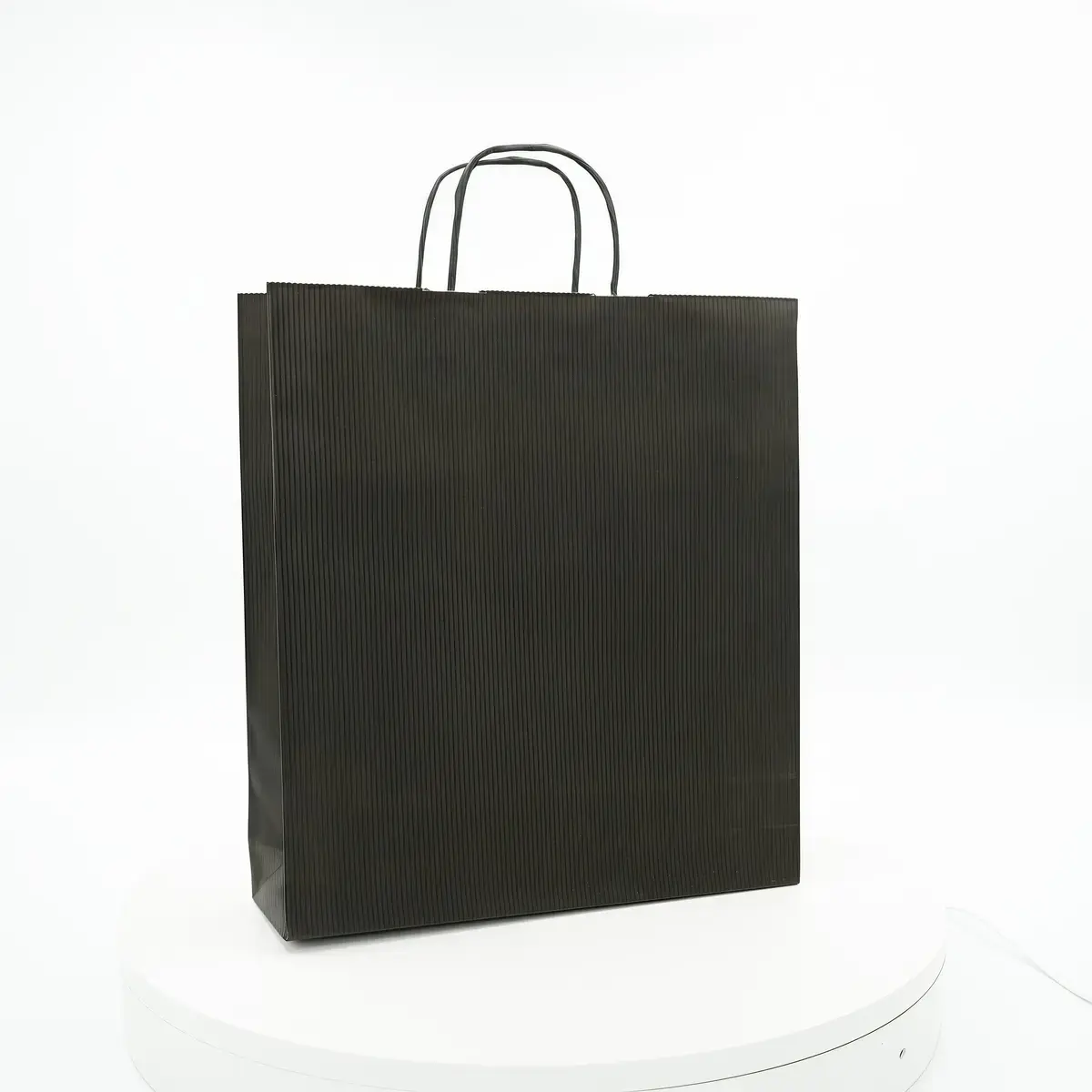 Sac bouteille kraft noir vergé 26 + 8 x 39 cm 110 g/m² – Sac cadeau bouteille – 3 bouteilles - Paquet de 25 - Sacs bouteilles-4
