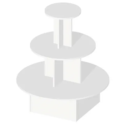 Présentoir 3 niveaux rond blanc ø 102  x 117 cm - Présentoir central - Présentoir pyramide - Podiums de présentation, Présentoirs 3 niveaux