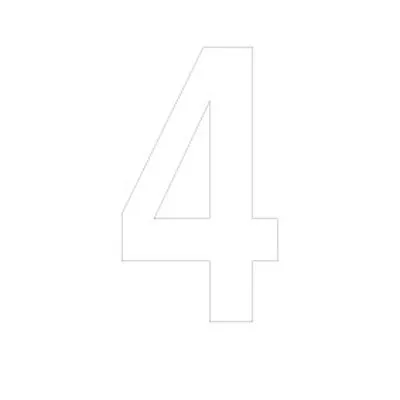 Chiffre adhésif 4 90 mm PickUp Mono Nobel – Blanc - Lettrage adhésif - Lettres et chiffres adhésifs