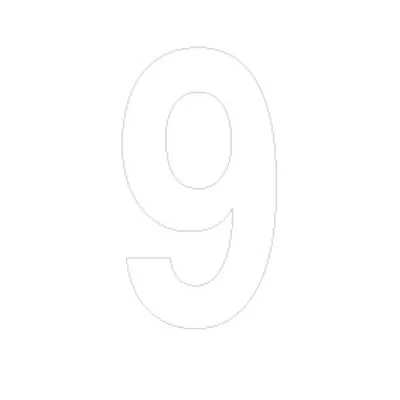 Chiffre autocollant Blanc « 9 » H 90 mm Pickup Mono Nobel - Lettres et chiffres adhésifs