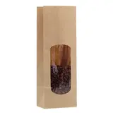 Sac SOS kraft brun avec fenêtre 650 ml 13,5 x 7 x 31,5 cm - Sachet SOS - Lot de 100
