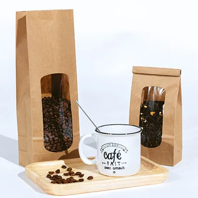 Sac SOS kraft brun avec fenêtre 400 ml 10 x 5,5 x 29 cm thermosoudable - Sachet SOS - Lot de 100 - Sacs SOS avec fenêtre-2