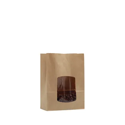 Sac SOS kraft brun avec fenêtre 650 ml 16 x 7 x 21,5 cm thermosoudable - Sachet SOS - Lot de 100 - Sacs SOS avec fenêtre
