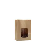 Sac SOS kraft brun avec fenêtre 650 ml 16 x 7 x 21,5 cm thermosoudable - Sachet SOS - Lot de 100