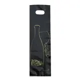 Sac plastique 1 bouteille noir / or Nomade Amazone - Lot de 50 - Sacs pour bouteilles de vin