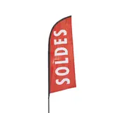Oriflamme SOLDES 85 x 225 cm rouge/blanc - Affiches Soldes, Panneaux soldes