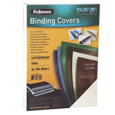 Couverture pour reliure grain cuir A4 Delta Fellowes - Couverture de présentation - Ivoire - Paquet de 100 - Relieuses perforeuses, Baguettes reliures, Couvertures reliures