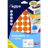 Pastille adhésive permanente Orange ø 24 mm Agipa - Pastille de signalisation - Étui de 400 - Étiquettes adhésives Soldes