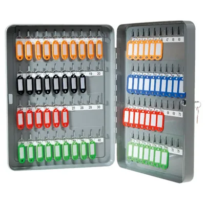 Armoire à clés - Capacité 80 clés - Fermeture à clé - Gris - Boîtes à clés, Cadenas-2