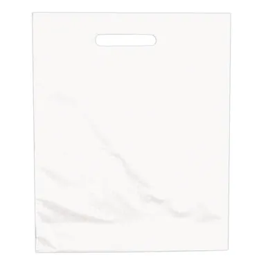 Sac plastique poignées découpées renforcées PEBD 55µ 50 x 50 x 5 cm - Blanc - Lot de 100 - Sacs plastique unis, poignées découpées
