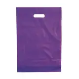 Sac plastique poignées découpées renforcées PEBD 55µ 35 x 45 x 4 cm - Violet - Lot de 100 - Sacs plastique unis, poignées découpées