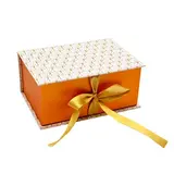 Boîte kraft Art déco avec couvercle à rabat - blanc / cuivre - 19 x 13 x H 8,5 cm - Boîtes cadeaux Noël