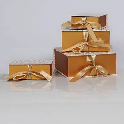 Boîte kraft Art déco avec couvercle à rabat - blanc / cuivre - 19 x 13 x H 8,5 cm - Boites cadeaux carton pliables-5