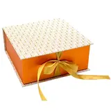 Boîtes kraft Art déco avec couvercle à rabat - blanc / cuivre - 20 x 20 x H 8,5 cm - Boîtes cadeaux Noël