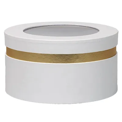 Boîtes rondes à fenêtre blanc et cuivre 19,5x10,2cm – Paquet de 4 - Boites cloches