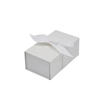 Boîte cadeau tissu avec noeud blanc mat 18 x 10 x 7 cm, paquet de 5 - Boites cadeaux carton pliables