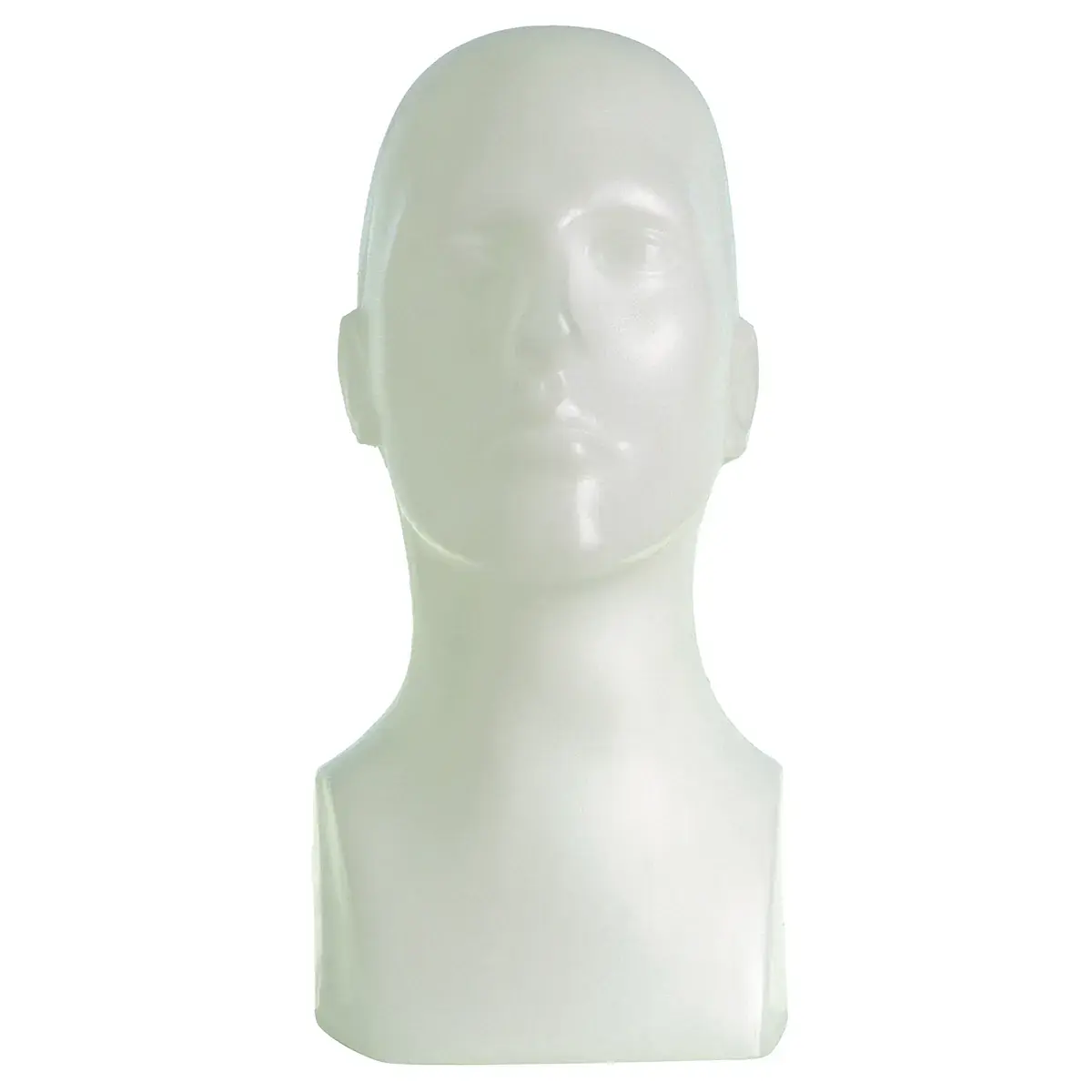 Tête mannequin homme plastique H 40 cm - Tête pour perruque, chapeau - Blanc - Têtes mannequin, têtes à perruque