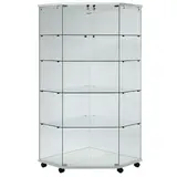 Vitrine d'angle en verre trempé sur roulettes 4 tablettes 82 x 40 x 180 cm - Vitrine d’exposition - Vitrines Bois