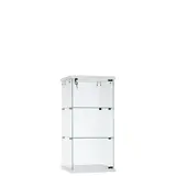 Vitrine comptoir en verre trempé socle blanc 2 tablettes 40 x 40 x 85 cm - Vitrine d’exposition - Vitrines Bois