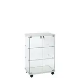 Comptoir vitrine en verre trempé blanc L 60 x P 40 x H 90 cm - Vitrines tablettes fixes