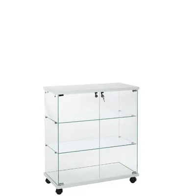 Comptoir vitrine - L 80 x P 40 x H 90 cm - Vitrine en verre - Vitrines Bois