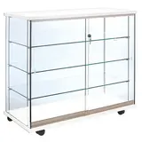 Vitrine comptoir en verre trempé socle blanc 3 tablettes 100 x 46 x 95 cm - Vitrine d’exposition - Vitrines Bois