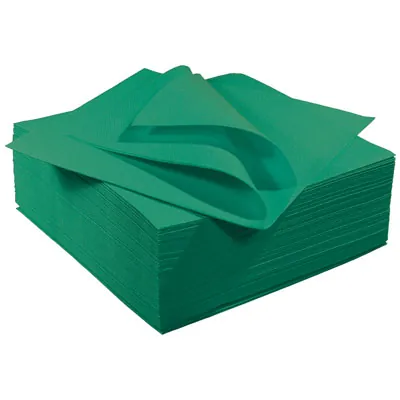 Serviette Celisoft non tissée 40 x 40 cm - Serviette jetable - Serviette de table papier - Vert sapin - Paquet de 50 - Serviettes jetables, Serviettes cocktails