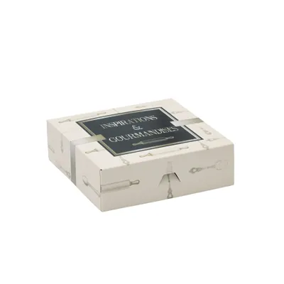 Boîte pâtissière carton blanc 20 x 20 x 5 cm Inspirations et gourmandises - Boîte traiteur - Lot de 50 - Boîtes pâtissières, Caissettes pâtissières