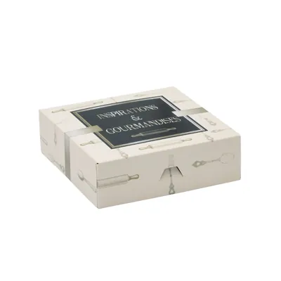 Boîte pâtissière carton blanc 23 x 23 x 5 cm Inspirations et gourmandises - Boîte traiteur - Lot de 50 - Boîtes pâtissières, Caissettes pâtissières