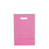 Sac plastique poignées découpées renforcées PEBD 55µ 25 x 38 x 4 cm - Rose - Lot de 100 - Sacs plastique unis, poignées découpées
