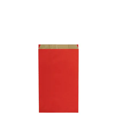 Pochette cadeau kraft vergé rouge 12 x 4,5 x 18,8 cm - Sachet kraft - Lot de 250 - Pochettes cadeaux unies