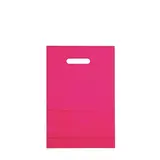 Sac plastique poignées découpées renforcées PEBD 55µ 25 x 38 x 4 cm - Rose Fuchsia - Lot de 100 - Sacs plastique unis, poignées découpées